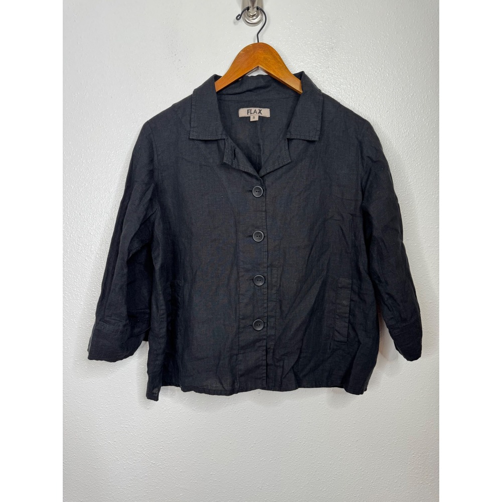 Flax Black Linen‎ Blazer Size Small